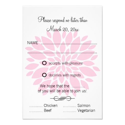 Elegant Fuchsia and Pink Blush Floral Burst RSVP Announcements