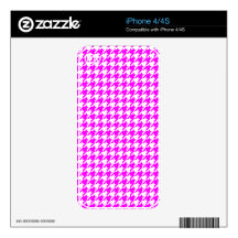 Elegant Fuchsia Pink and White Houndstooth Design Decal For The iPhone 4S