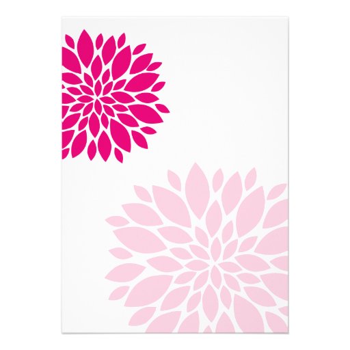 Elegant Fuchsia Pink Blush Floral Burst Wedding Custom Invites