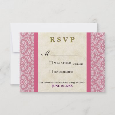 elegant fuschia and gold wedding rsvp card personalized announcements by 