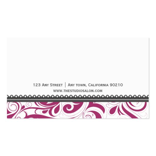 Elegant Fuschia Swirly Swirl Business Card (back side)