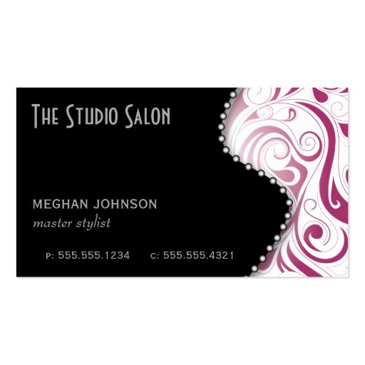 Elegant Fuschia Swirly Swirl Business Card (front side)