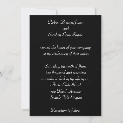 Elegant Gay Tuxedo Wedding Invitation Zazzle