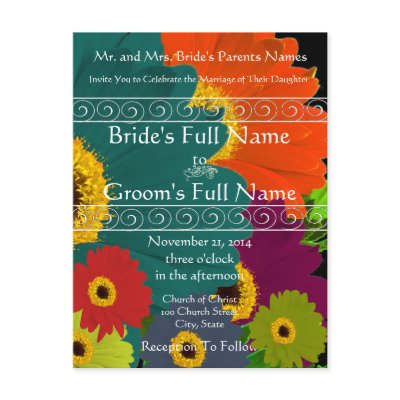Elegant Gerber Daisy Wedding Invitation Post Card by samack