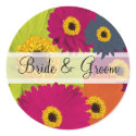 Elegant Gerber Daisy Wedding Stickers by samack Elegant Gerber Daisy Wedding Stickers