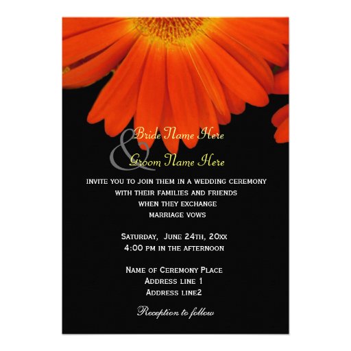 Elegant  gerbera daisy flowers wedding custom announcement