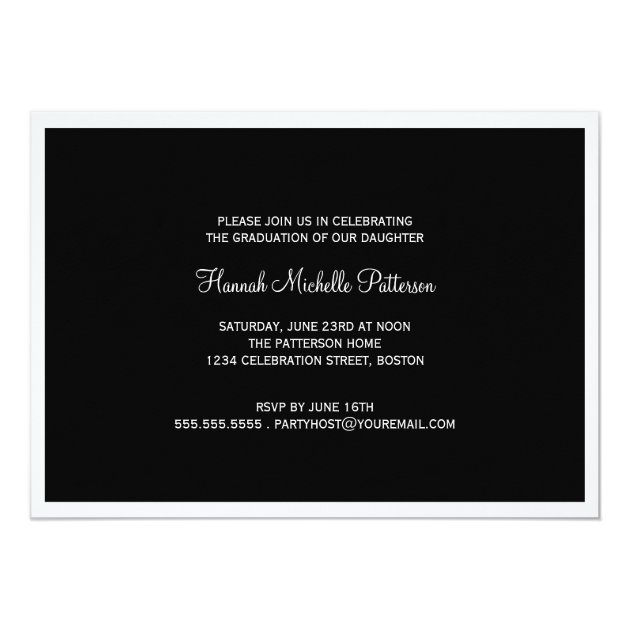 Elegant Girl 4 Photo Black & White Graduation 5x7 Paper Invitation Card