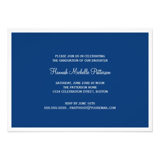 Elegant Girl 4 Photo Blue & White Graduation Custom Invites