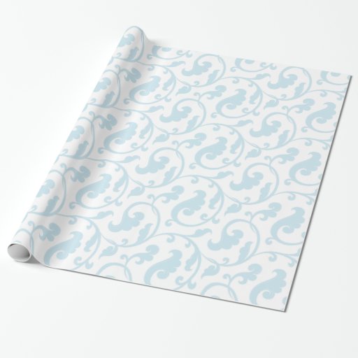Elegant girly blue floral pattern monogram gift wrapping paper