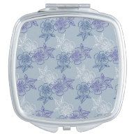 Elegant Girly White Purple Blue Floral Pattern Travel Mirrors