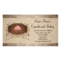Elegant Glamour Mocha Damask Cupcake Business Card