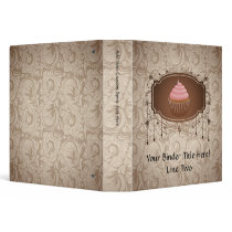 Elegant Glamour Mocha Damask Cupcake Design Binders