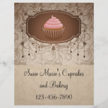 Elegant Glamour Mocha Damask Cupcake Design Custom Flyer