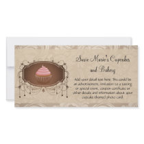 Elegant Glamour Mocha Damask Cupcake Design Customized Photo Card