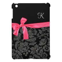 Ipad Cover Glitter on Elegant Glitter Black Damask Girly Hot Pink Bow Ipad Mini Case