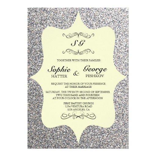 Elegant Glitter Framed Wedding Invitation (front side)