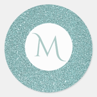 Elegant Glitter Look Sparkly Sage Green Monogram