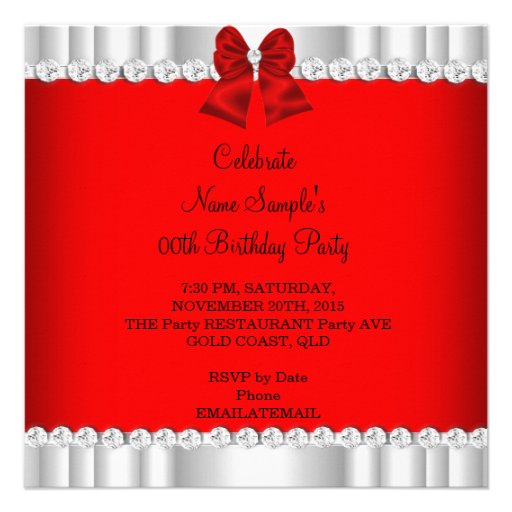 Elegant Glitter Red Glamour High Heels Silver 2 Invitation