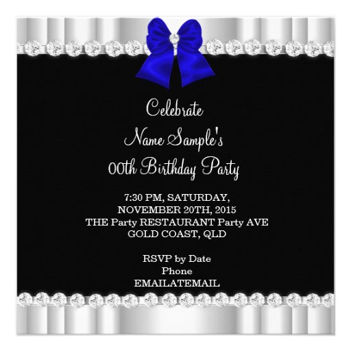 Elegant Glitter Royal Blue Glamour High Heels Personalized Invite