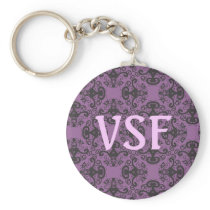 Elegant Goddess Damask  Pattern Initial Keychain keychains