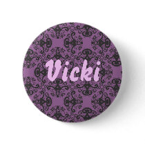Elegant Goddess Damask pattern Name badge button buttons