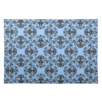 Elegant Goddess Damask Pattern Placemat - blue placemats