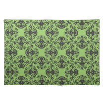 Elegant Goddess Damask Pattern Placemat - green placemats