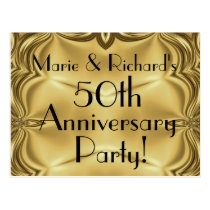 Elegant Gold 50th Anniversary Invitation Postcards postcards