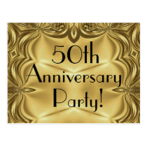 Elegant Gold 50th Anniversary Invitation Postcards postcards