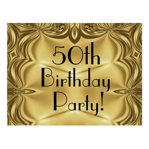 Elegant Gold 50th Birthday Invitation Postcards Elegant Gold 50th Birthday Invitation Postcards