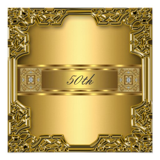 Elegant Gold 50th Birthday Party Anniversary Gold Custom Invite