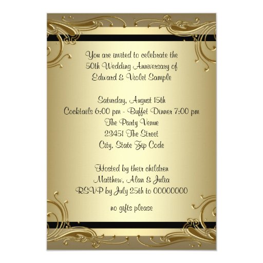 Elegant Gold 50th Wedding Anniversary Party Card Zazzle