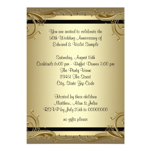 Elegant Gold 50th Wedding Anniversary Party Invitations (front side)