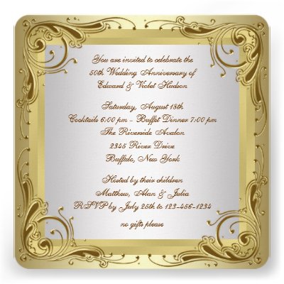 Elegant Gold 50th Wedding Anniversary Party Personalized Invites