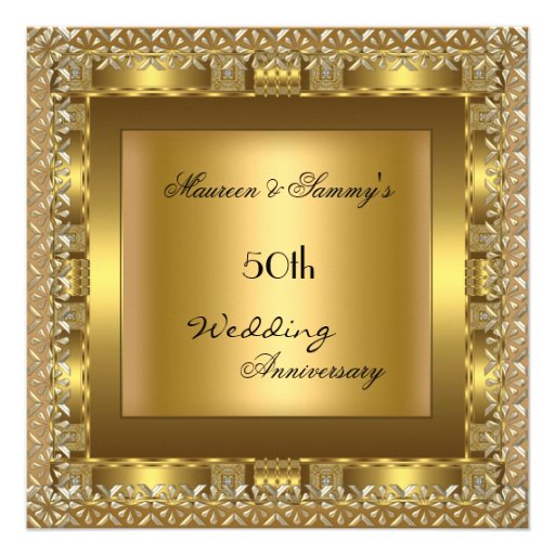 Elegant Gold 50th Wedding Anniversary Party Personalized Invites