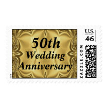 Elegant Gold 50th Wedding Anniversary Postage stamps