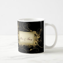 Elegant gold and black swirl design - customize it mug