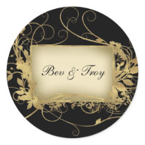 Elegant gold and black swirl design - customize it stickers by perfectpostage Elegant gold and black swirl design - customize it stickers