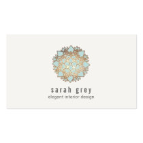 Elegant Gold and Blue Lotus Flower business cards