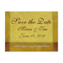 Elegant gold and brownsave the date template - postcards by aslentz Elegant gold and brownsave the date template - postcards