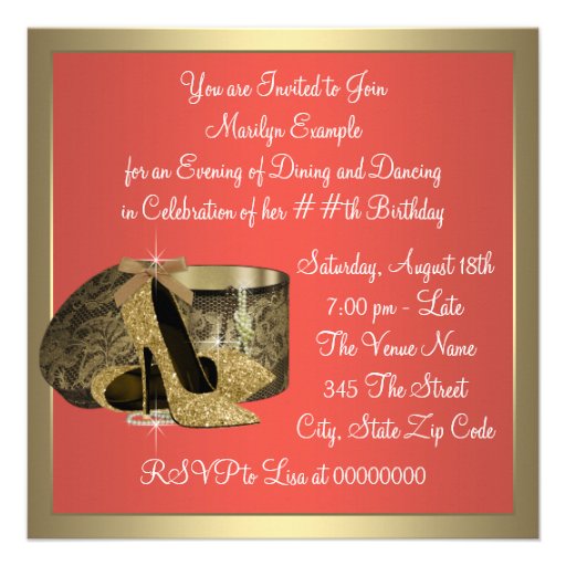Elegant Gold and Coral Guava Birthday Party Custom Invitation
