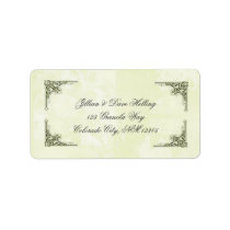 Elegant gold and green filagree address labels labels
