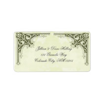 Elegant gold and green filagree address labels labels