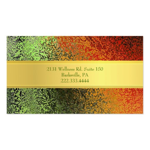 Elegant Gold and Green Foil Look Business Card (back side)