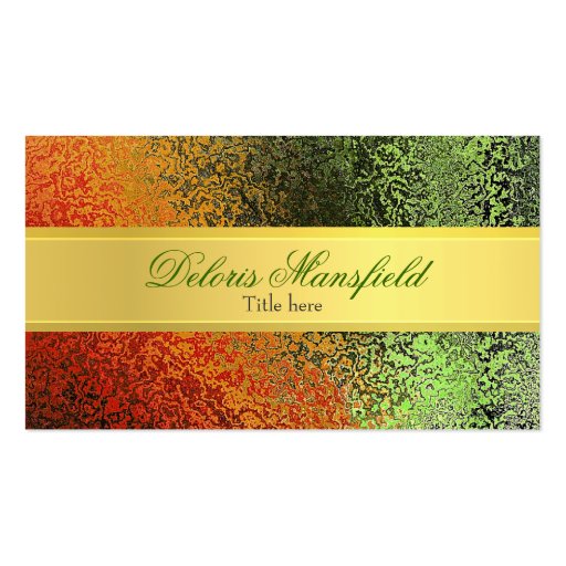 Elegant Gold and Green Foil Look Business Card (front side)