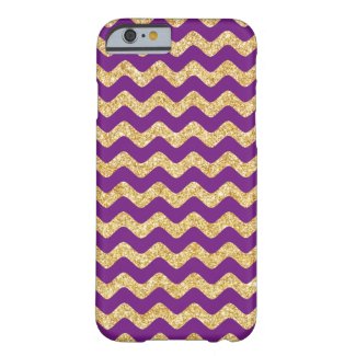 Elegant Gold and Purple Glitter Zigzag Chevron Barely There iPhone 6 Case