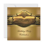 Elegant Gold Birthday Party Mens Custom Invitation