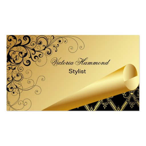 Elegant Gold & Black Business Card (front side)