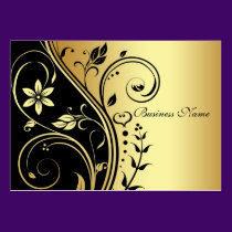 Elegant Gold & Black Flower Scroll Business Card business cards