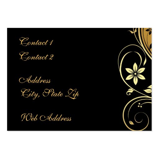 Elegant Gold & Black Flower Scroll Business Card (back side)
